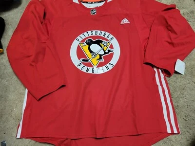 PITTSBURGH PENGUINS Adidas MIC Red Size 58 Player Practice Jersey BRAND NEW