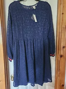 Anthropologie Seen Worn Kept A Line Eyelet Navy Blue & Red A Line Dress 10 NWT - Picture 1 of 14