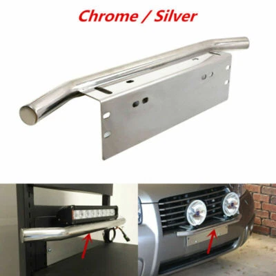 1x 23'' Chrome Bull Bar Front Bumper Working Lights License Plate Holder Braket - Image 1 of 4