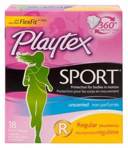 Playtex Sport Regular Absorbency Unscented Plastic Tampons 18 Count Pack of 6 - Picture 1 of 2