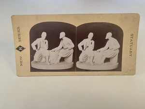 John Rogers Groups Statuary ~ Camp Life The Card Players ~ Stereoview Old Photo - Picture 1 of 3