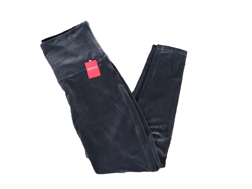 Spanx Leggings Women's 2X Gray Velvet Silver Chrome Stretch 2070P Cozy Soft
