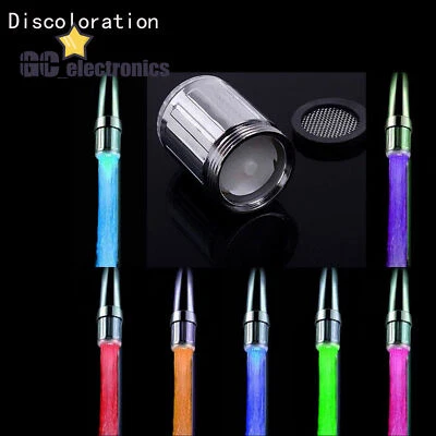 LED Faucet Temperature Sensor Light RGB 3 Color Shower Kitchen Water Tap - Image 1 of 4