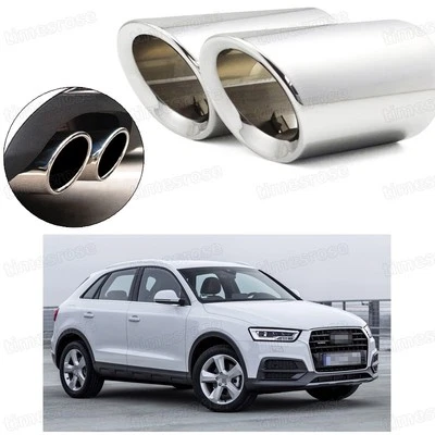 2Pcs Car Exhaust Muffler Tip Tail Pipe Trim Silver for Audi Q3 2012-2017 #3032 - Imagem 1 de 4