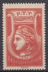 TIMBRE FRANCE RADIODIFFUSION 1936 ROUGE N° 2 NEUF ** GOMME SANS CHARNIERE - Imagen 1 de 2