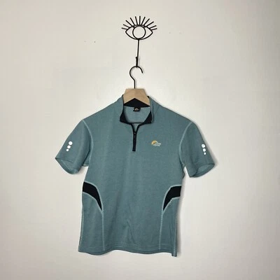 Top de manga corta Lowe Alpine para mujer talla pequeña azul claro a rayas cuarto cremallera  Foto 1 de 3