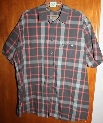 FOUNDRY Men's 2XL BUTTON-UP SHIRT (Brown/Orange Plaid w/ Short Sleeves) EUC - Image 1 of 2
