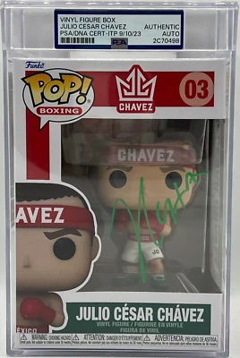 JULIO CESAR CHAVEZ SIGNED FUNKO POP PSA ITP ENCASED GREEN - Image 1 of 3