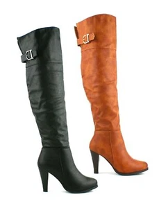 MUJERES DAMAS BLOQUE TACÓN SOBRE LA RODILLA MUSLO ALTO CREMALLERA INVIERNO BOTAS ZAPATOS TALLA - Imagen 1 de 23