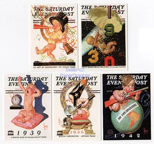 J. C. LEYENDECKER - Five Card New Year's Babies Chase Set - Picture 1 of 1