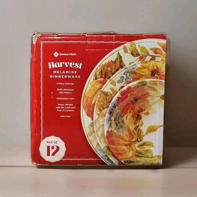 Member's Mark Harvest Melamine Dinnerware Service for 4 Retired 12 Pieces Autumn - Image 1 of 3
