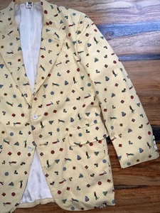 Vintage USA Corbin For Grayson Owings Golf Print 3/2 Sportcoat Blazer 38 40 - Picture 1 of 15