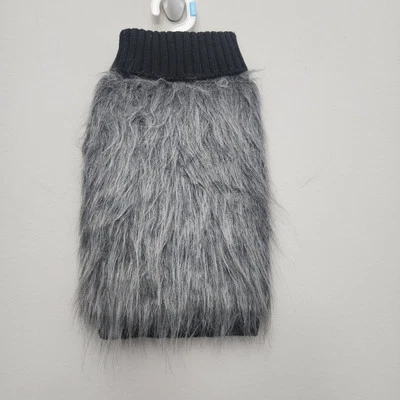 FabDog Faux Fur Turtleneck Shaggy Dog Sweater Small Gray Black - Image 1 of 4