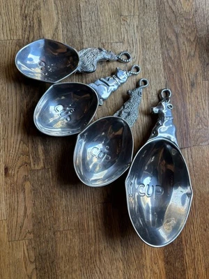Ganz Pewter Farm Animal Measuring Cups Set of 4 - Cow, Sheep, Pig & Rooster - Image 1 of 4