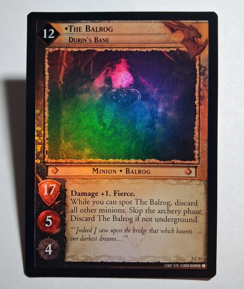 Decipher LOTR TCG Mines of Moria THE BALROG DURIN'S BANE 2C51 FOIL LP - Image 1 of 4