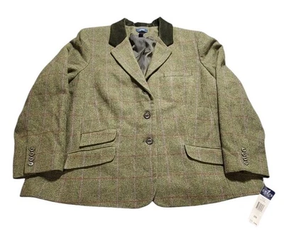 Jaqueta de Equitação Chaps Ralph Lauren Blazer Mistura de Lã Verde Shelly #Feminino 22W Novo com etiquetas - Imagem 1 de 4
