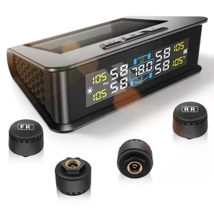 Solar Power TPMS Tyre Pressure Monitoring Real-time Tire + 4 External Sensors - Picture 1 of 10
