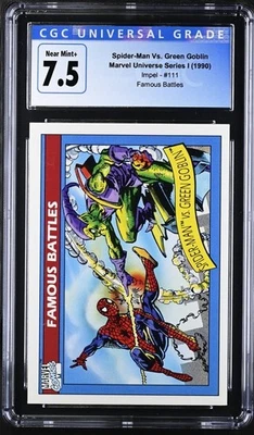 1990 IMPEL Marvel Famous Battles SPIDER-MAN VS. GREEN GOBLIN #111 CGC 7.5  - Image 1 of 2