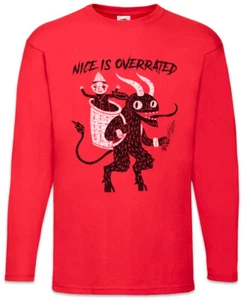 Nice Is Overrated Herren Langarm T-Shirt Satan Satanism Tattoo 666 Number Beast - Picture 1 of 1