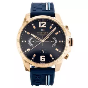 Tommy Hilfiger 1791474 Reloj Hombre Oro Rosa Banda Azul Esfera Azul 46mm - Imagen 1 de 6