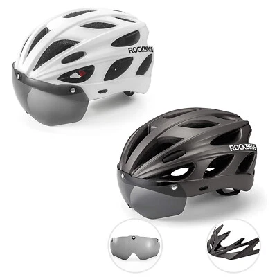 ROCKBROS Fahrradhelm Helm Mit Visier Integriert Schutzhelm Weiß/Titan 58-65cm