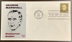 1289 Sarzin Metal cachet George C. Marshall Statesman & Soldier FDC 1967 - Picture 1 of 2