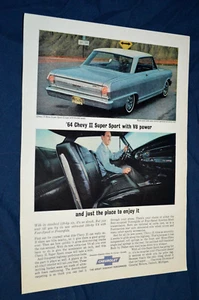 1964 Chevy II Nova SS Original Dealer Advertisement Vintage Print Ad 64 Blue - Picture 1 of 1