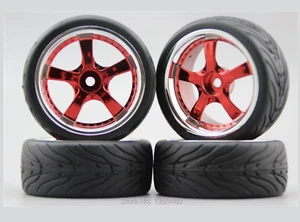 Rc Car Wheels Rubber Tires Set For 1/10 onroad Traxxas 4tec Ford Gt Mustang - Picture 1 of 4