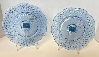 Lote de *2* NUEVOS CON ETIQUETAS Gorham "Emily's Attic" Placas Hobnail Azul - 8-1/2" Foto 1 de 4