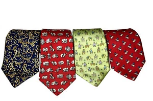Genuine Italy Salvatore Ferragamo Print Ties Lot Of 4 NEW!!! Without Tags A3 - Picture 1 of 2