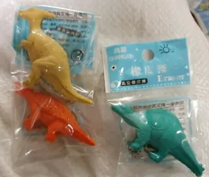 3x Kids 3D Dinosaur Dino Shaped Novelty Erasers Rubbers UK seller Free UK P&P - Picture 1 of 3