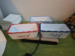 Set of 3 Nantucket Mini Ceramic Loaf Pans Lobster, Crab ,and Shells Theme - Picture 1 of 11