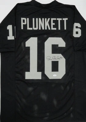 Raiders Quarterback JIM PLUNKETT Signed Custom Replica Black Jersey AUTO - JSA - Image 1 of 3