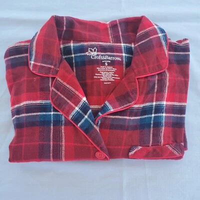 Pijama de franela Croft & Barrow para mujer pequeño rojo a cuadros clásico vacaciones brillante Foto 1 de 4