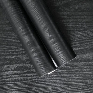 Black Wood Grain Contact Paper Peel Stick Self Adhesive Wallpaper Vinyl Wrap New - Picture 1 of 6