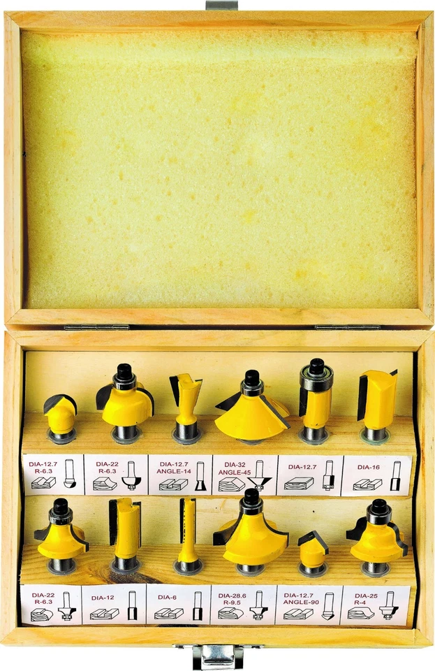 Fräsersatz Nutfräser Holzfräser Profilfräser für Oberfräser HM Schaft 8mm 12tlg. - Bild 1 von 1