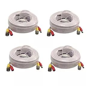 *4x 100ft HD Security Camera Cable CCTV Video Power Wire BNC RCA White Cord DVR - Picture 1 of 2