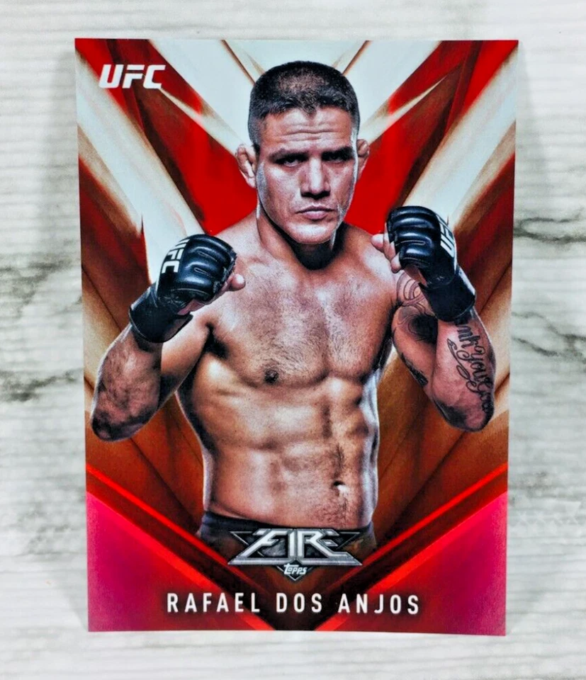 2017 TOPPS UFC FIRE #22 RAFAEL DOS ANJOS RED HOT PARALLEL FOIL SSP (#103/142) - Image 1 of 2