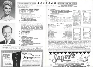 Radio City Music Hall 1958 Day Niven Taylor Newman Cat Roof Daisies Orgel 1960 - Bild 1 von 4