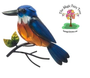 20cm Sacred Azure Kingfisher Metal Garden Decor Wall Art Australian Fauna Plaque - Picture 1 of 2