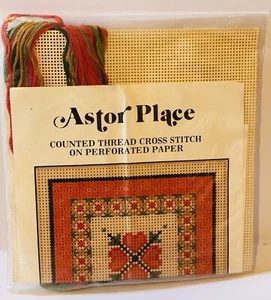 Astor Place Vintage gezähltes Kreuzstich-Set Blume mit Rand offene Tasche - Bild 1 von 2