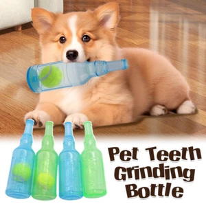 Pet Teeth Grinding Bottle Puppy Chew Toy with Squeaky Tennis Ball Interactive 1X - Picture 1 of 16
