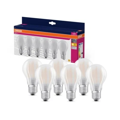 6er-Pack Osram E27 LED Filament Lampen in Glühlampenform 6,5W 2700K matt - Bild 1 von 4