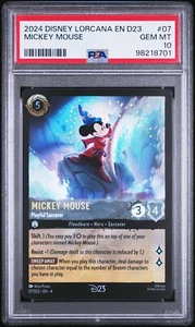 2024 DISNEY LORCANA EN D23-D23 EXPO PROMO MICKEY MOUSE - PLAYFUL SORCERER PSA 10 - Picture 1 of 2