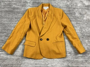 Vintage Oleg Cassini Blazer Womens 16 Mustard Yellow Wool Jacket - Picture 1 of 14