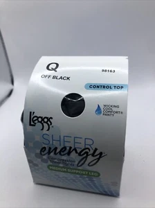L’eggs Sheer Energy Control Top Pantyhose Size Q OFF BLACK NIP - Picture 1 of 4