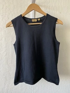 Caslon Blouse Womens M Black Silk Blend Scoop Neck Sleeveless Classic - Picture 1 of 10