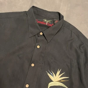 Vintage Bamboo Cay Shirt Mens 3XL Black Hawaiian Floral Embroidered Camp - Picture 1 of 9