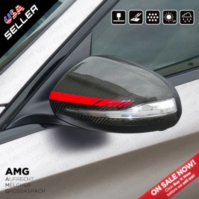 Rojo Nuevo Mercedes Cubierta Espejo Retrovisor Tira Adhesiva Vinilo Carreras Calcomanía AMG Foto 1 de 4