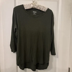 Kirkland Signature 100 % Baumwolle Slub Top-khaki grün-3/4 Ärmel-Größe L-EUC - Bild 1 von 3